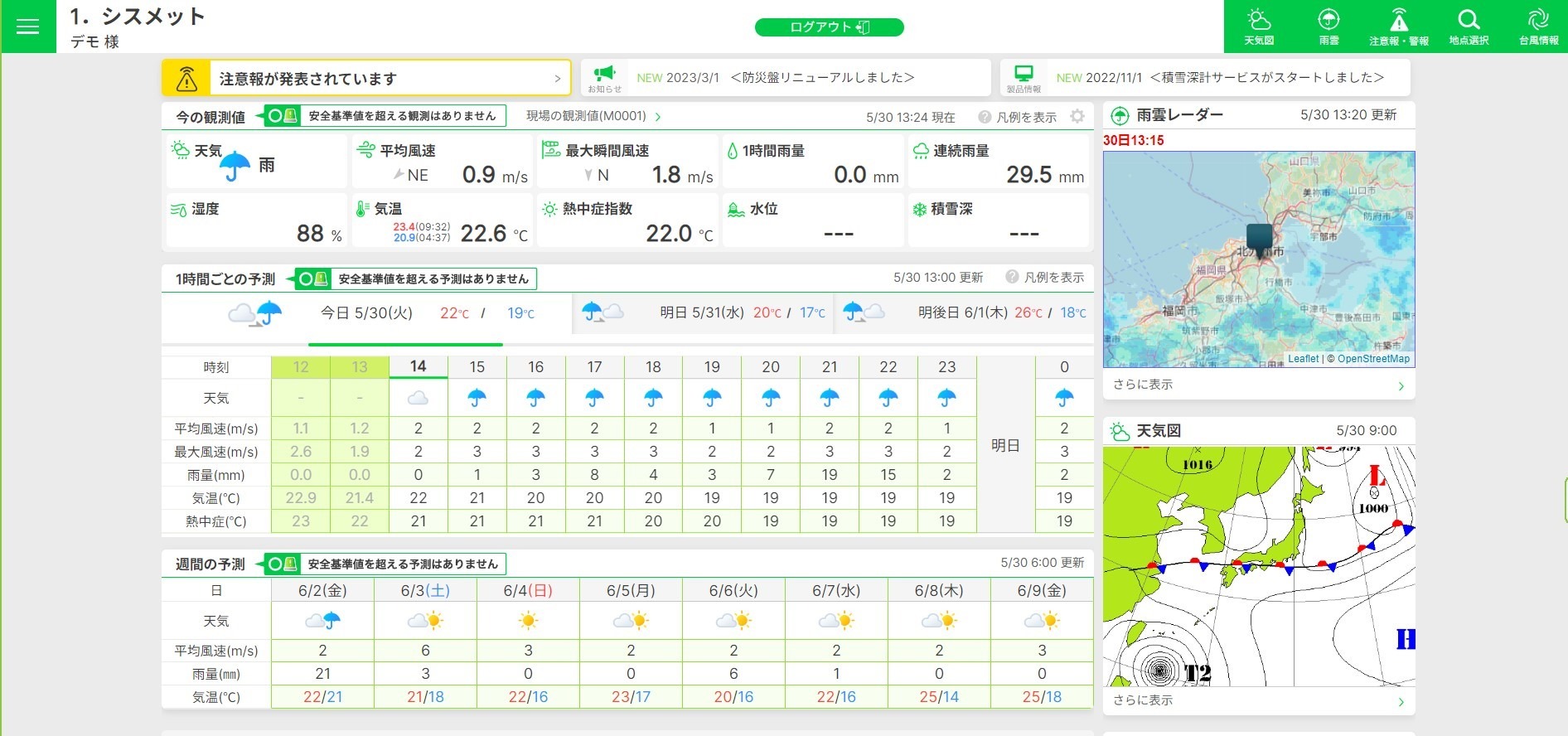 気象情報と一元管理